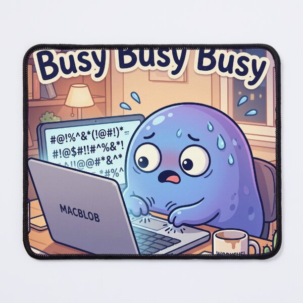 Item preview, Busy Busy Busy – Overworked Blob Work From Home Sticker designed and sold by CuteRage.