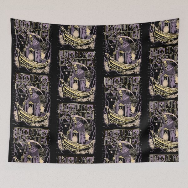 Item preview, Liquid Death River Styx Reaper Scene Heavy Metal Water Humor designed and sold by KAWKAW-DRHM.