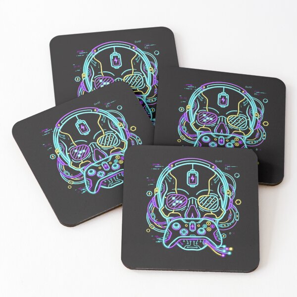 Item preview, Retro Cyberpunk Neon Skull Gamer with Controller - Glowing Pop Art Sticker designed and sold by alalame.