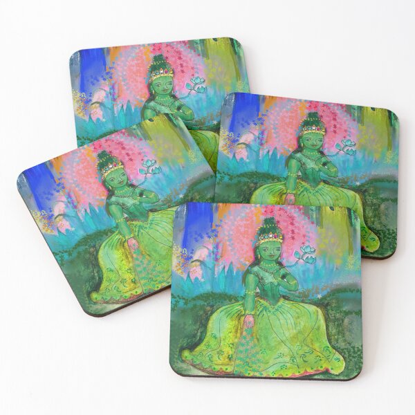 Item preview, Green Tara with offering Goddesses designed and sold by Visuddhi.