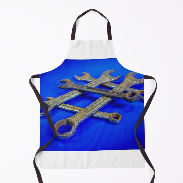 Item preview, Rusty Crossed Wrenches on Blue Background Vintage Mechanic Tools for Repair and Maintenance designed and sold by Nmallia.