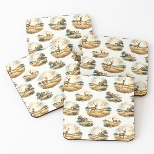 Item preview, Rustic Farm Deer Wheat Field Pattern designed and sold by Canvas-Whispers.