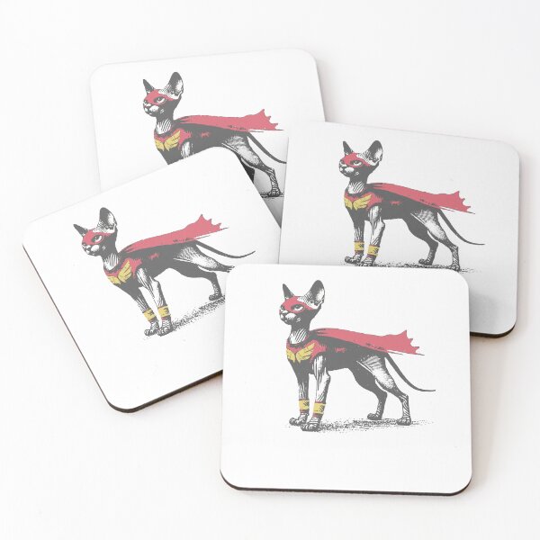 Item preview, Sphynx Cat Reluctant Hero Superhero Hairless Cat Design designed and sold by KAWKAW-DRHM.