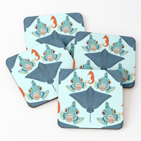 Item preview, Ocean Life Coastal Pattern Collection | Seahorses, Stingrays, Tropical Fish & Shrimp | Nautical Marine Surface Pattern Designs designed and sold by VirtuallyCreativ .