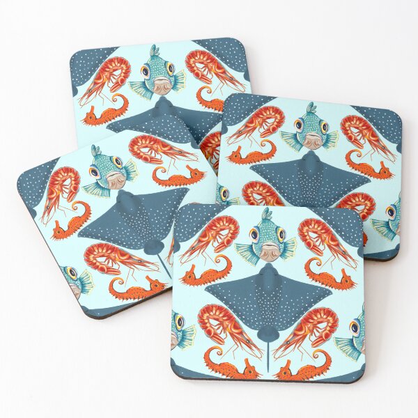 Item preview, Ocean Life Coastal Pattern Collection | Seahorses, Stingrays, Tropical Fish & Shrimp | Nautical Marine Surface Pattern Designs designed and sold by VirtuallyCreativ .