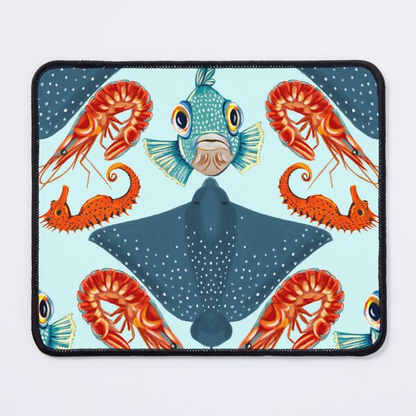 Item preview, Ocean Life Coastal Pattern Collection | Seahorses, Stingrays, Tropical Fish & Shrimp | Nautical Marine Surface Pattern Designs designed and sold by VirtuallyCreativ .
