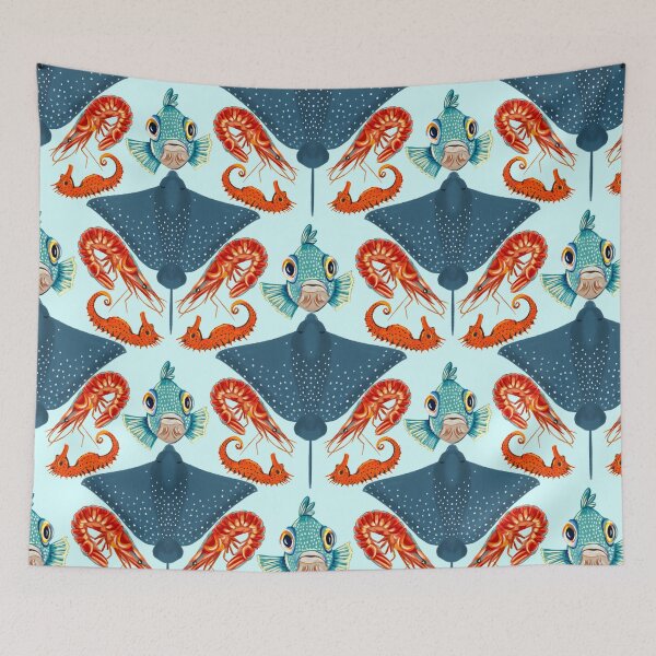 Item preview, Ocean Life Coastal Pattern Collection | Seahorses, Stingrays, Tropical Fish & Shrimp | Nautical Marine Surface Pattern Designs designed and sold by VirtuallyCreativ .