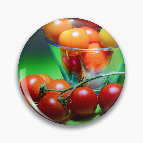 Item preview, Bright Cherry Tomatoes In A Glass Bowl On Vibrant Green Background, Fresh Produce Still Life designed and sold by Nmallia.