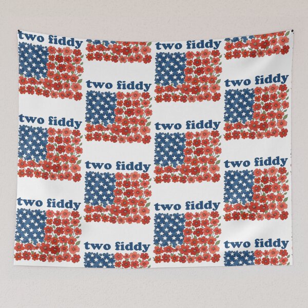 Item preview, Two Fiddy Floral American Flag Funny Patriot Meme designed and sold by Glow-Paw-Studio.
