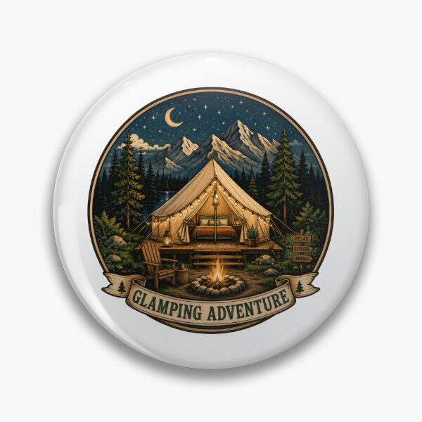 Item preview, T-Shirt - Wall Art - Glamping Adventure — Cozy Wilderness Camp Under the Stars designed and sold by ForeverPrintsOK.
