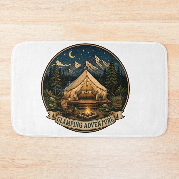 Item preview, T-Shirt - Wall Art - Glamping Adventure — Cozy Wilderness Camp Under the Stars designed and sold by ForeverPrintsOK.