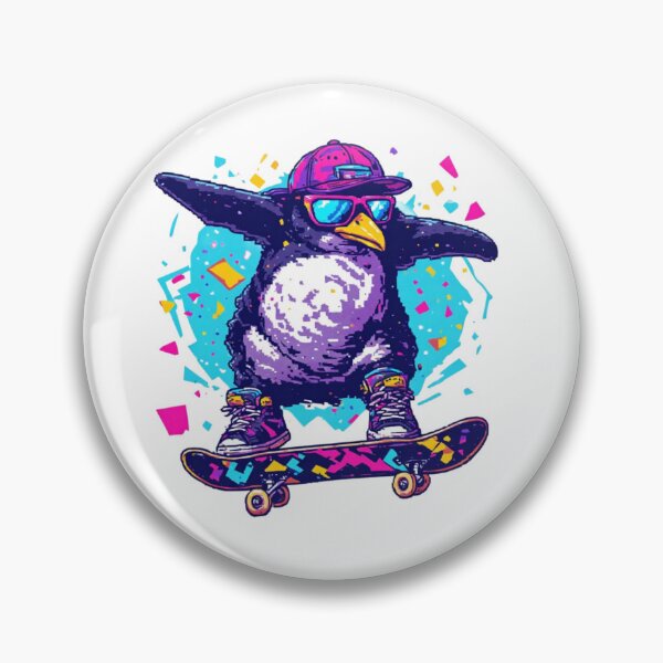 Item preview, Cool 90s Radical Skater Penguin Retro Pixel Art designed and sold by thepixelcloset.