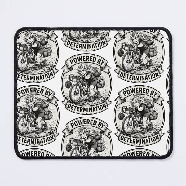 Item preview,  Powered by Determination – Endurance Queen Cycling Motivation | Vintage Retro Badge Tee designed and sold by Pedal & Pace.