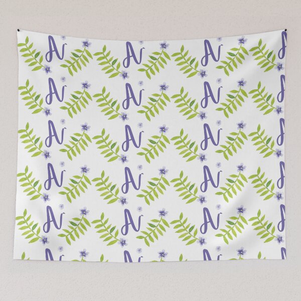 Artikelvorschau, Blumenmonogramm ein lila Grün entworfen und verkauft von lesrubadesigns.