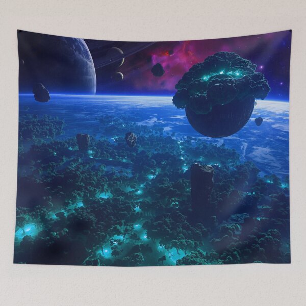 Item preview, Cosmic Bioluminescent Forest Alien Planet Landscape designed and sold by Luminous Wilds.