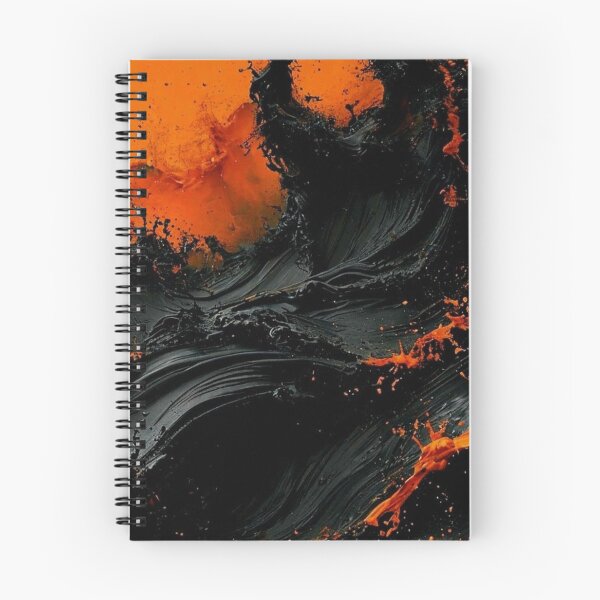 Item preview, Black Liquid Acrylic Splash Abstract Orange Lava Paint Pour Art designed and sold by LYAN-STORE.