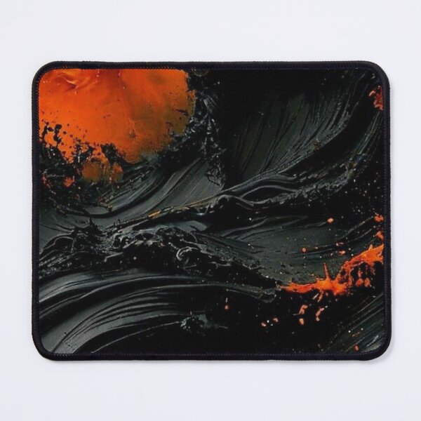 Item preview, Black Liquid Acrylic Splash Abstract Orange Lava Paint Pour Art designed and sold by LYAN-STORE.