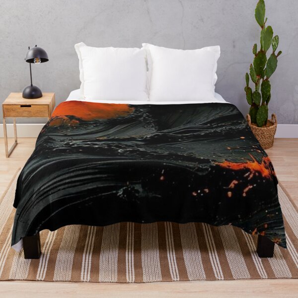 Item preview, Black Liquid Acrylic Splash Abstract Orange Lava Paint Pour Art designed and sold by LYAN-STORE.