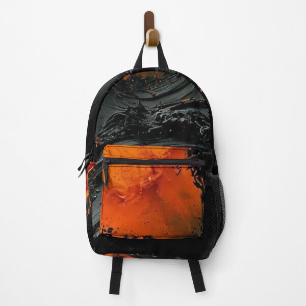 Item preview, Black Liquid Acrylic Splash Abstract Orange Lava Paint Pour Art designed and sold by LYAN-STORE.