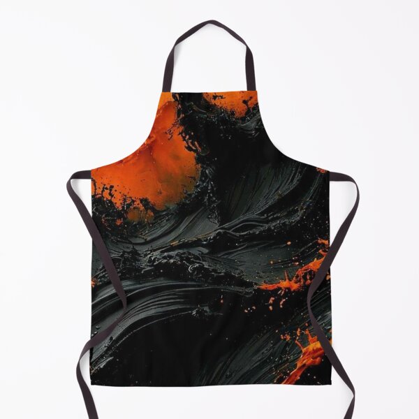 Item preview, Black Liquid Acrylic Splash Abstract Orange Lava Paint Pour Art designed and sold by LYAN-STORE.