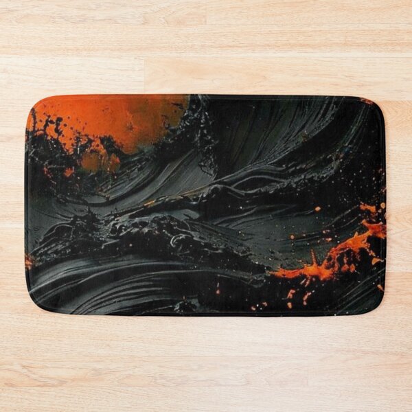 Item preview, Black Liquid Acrylic Splash Abstract Orange Lava Paint Pour Art designed and sold by LYAN-STORE.
