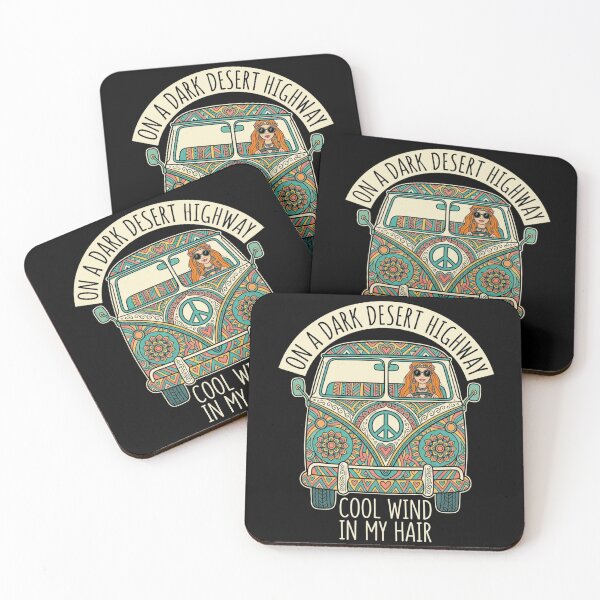 Item preview, On A Dark Desert Highway - Vintage Retro Hippie Camper Van designed and sold by Trendymindvibes.