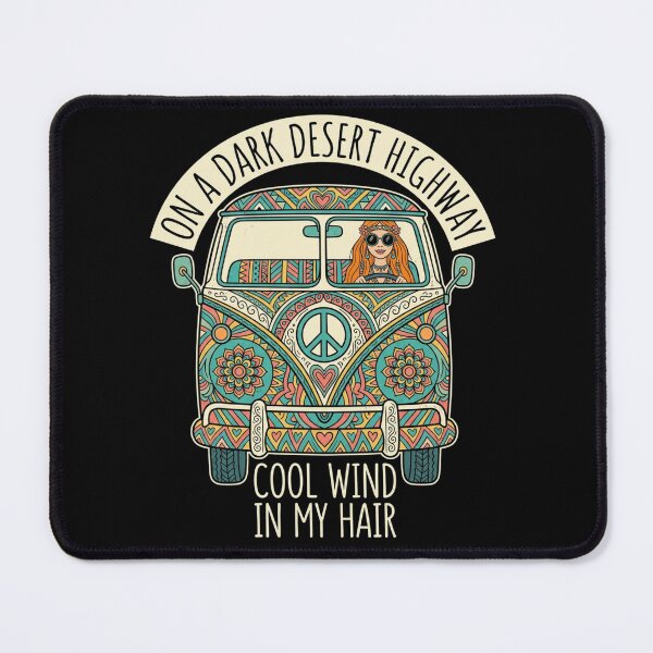 Item preview, On A Dark Desert Highway - Vintage Retro Hippie Camper Van designed and sold by Trendymindvibes.