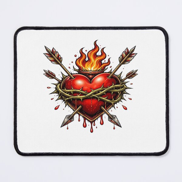 Item preview, Flaming Sacred Heart with Thorns and Arrows designed and sold by Artisan Finds Online.