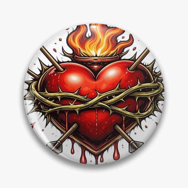 Item preview, Flaming Sacred Heart with Thorns and Arrows designed and sold by Artisan Finds Online.