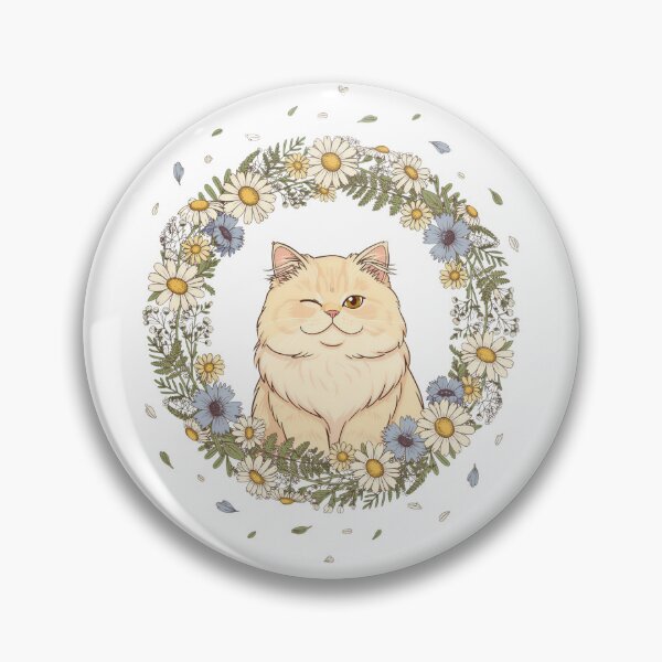 Item preview, Perfectly Peaceful Persian Cat Flower Wreath Cottagecore Botanical designed and sold by Amp6599.