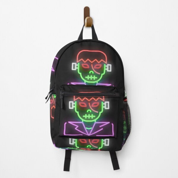 Item preview, Retro Neon Frankenstein Monster Face - Glowing Halloween Pop Art Sticker designed and sold by alalame.