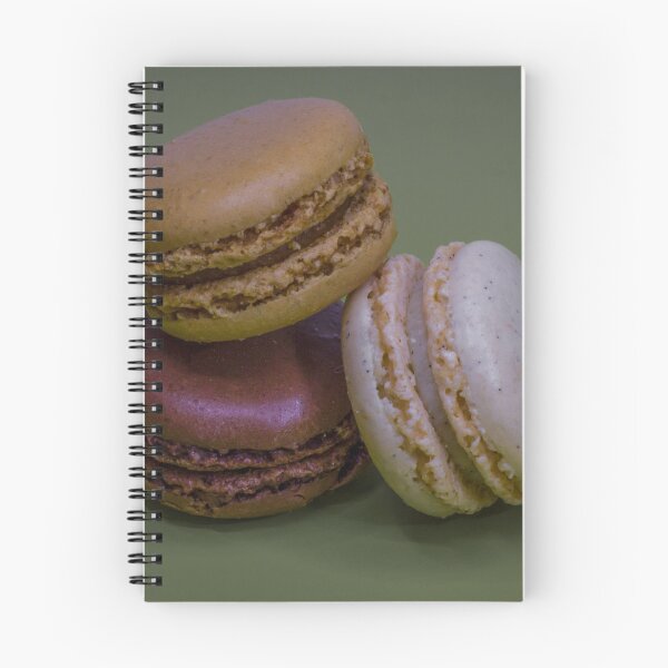 Item preview, Three French Macarons Stacked on Green Background — Vanilla, Chocolate and Pistachio Pastry designed and sold by Nmallia.