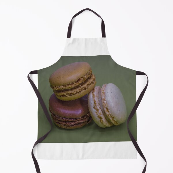 Item preview, Three French Macarons Stacked on Green Background — Vanilla, Chocolate and Pistachio Pastry designed and sold by Nmallia.