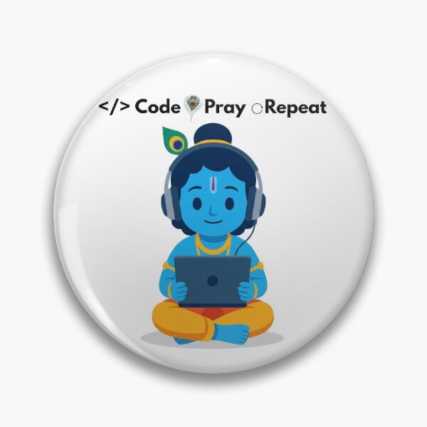 Item preview, Code. Pray. Repeat. | Developer & Krishna Sticker designed and sold by BhaktiByte.