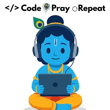 Artwork thumbnail, Code. Pray. Repeat. | Developer & Krishna Sticker by BhaktiByte