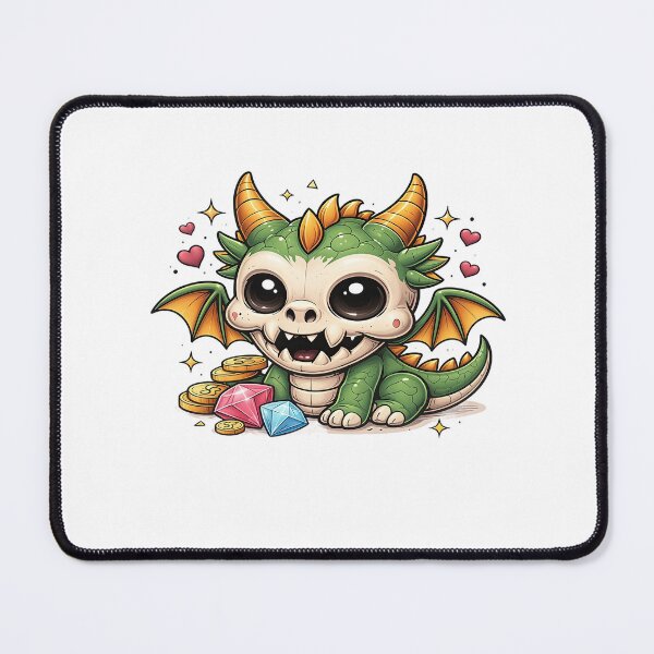Item preview, Cute Baby Dragon with Treasure Gems Illustration designed and sold by Artisan Finds Online.