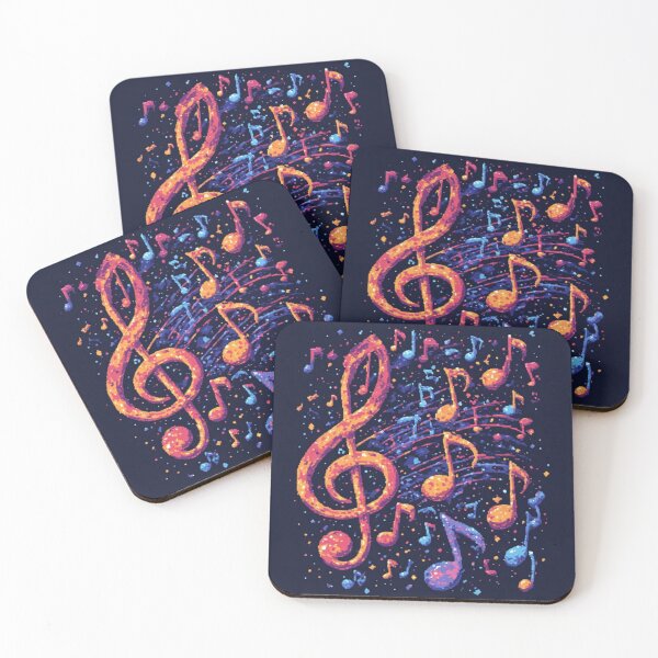 Aperçu de l'œuvre Cosmic Symphony : Notes de musique pixel rétro créée et vendue par thepixelcloset.