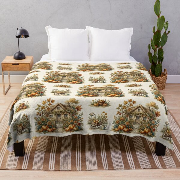 Item preview, Autumn Cottage Pumpkin Garden Pattern designed and sold by Canvas-Whispers.