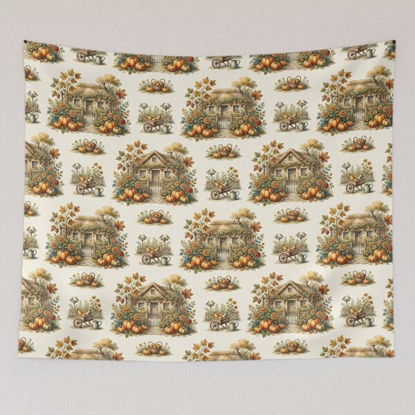 Item preview, Autumn Cottage Pumpkin Garden Pattern designed and sold by ArtDzignsZA.