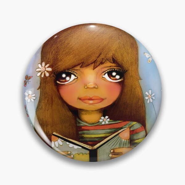Item preview, Whimsical Bookworm Girl Reading in Daisy Flower Garden designed and sold by Karin Taylor.