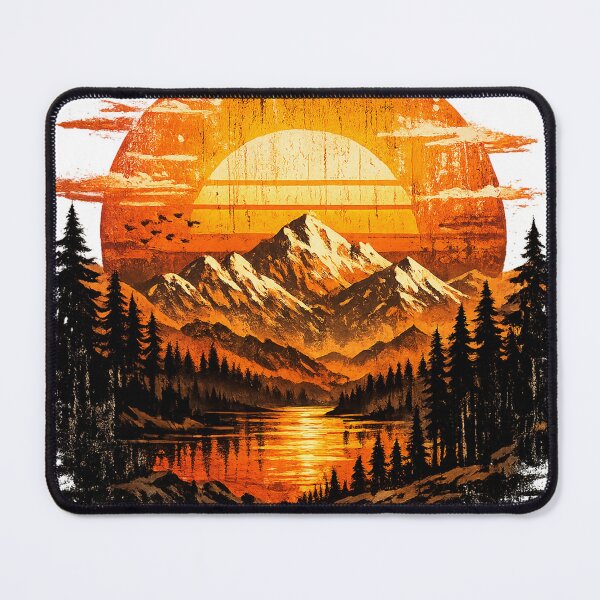Item preview, Retro Mountain Sunset without Text designed and sold by ShreeNavGraha.