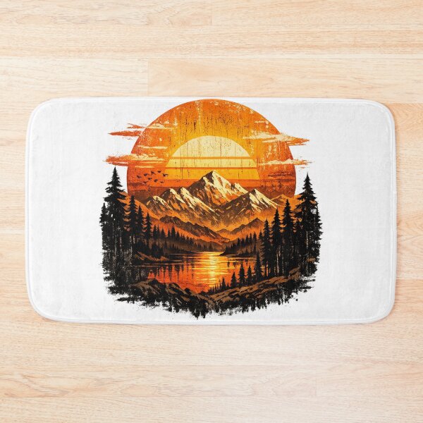 Item preview, Retro Mountain Sunset without Text designed and sold by ShreeNavGraha.