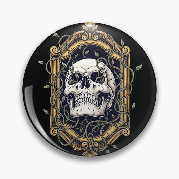 Item preview, Gothic Skull in Ornate Gold Frame designed and sold by nuel-art.