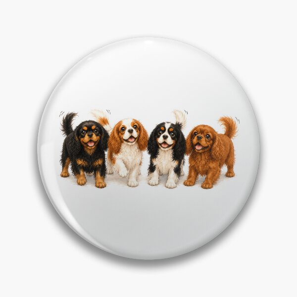 Item preview, Cavalier King Charles Spaniel Puppies Ready for Adventure Happy Dog Family designed and sold by SakuraWaStyle.
