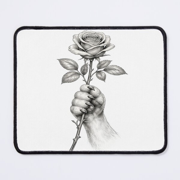 Item preview, Lioness Paw Holding a Rose Tattoo Sketch designed and sold by Artisan Finds Online.