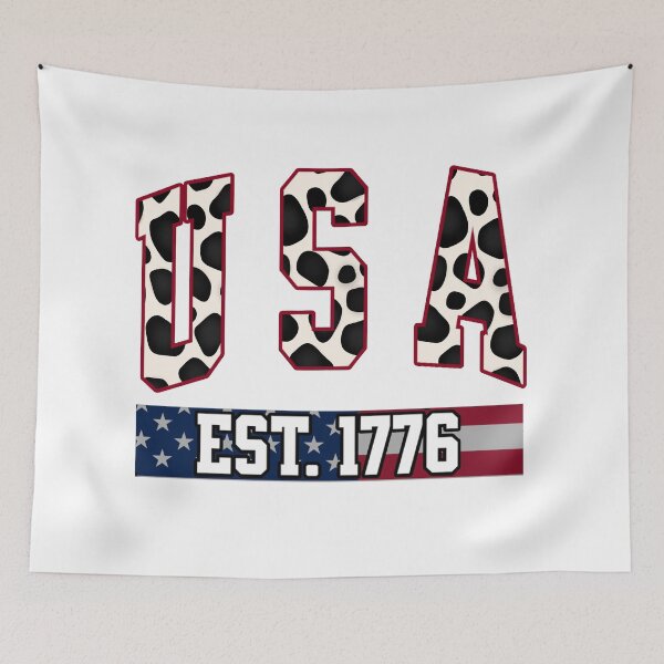 Item preview, USA Est 1776 Cow Print Varsity Patriotic Design designed and sold by DjFreeq.