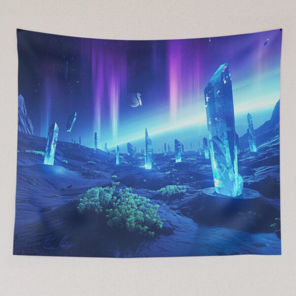 Item preview, Aurora Crystal Planet Fantasy Forest Landscape designed and sold by Luminous Wilds.