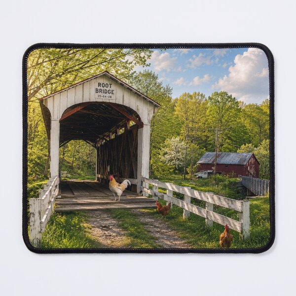 Item preview, Early Spring morning at Covered Bridge designed and sold by gotucoveredart.