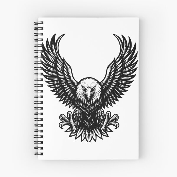 Item preview, Fierce Black Eagle Wings Tattoo Style – Gothic Majestic Bird Illustration designed and sold by MartBook.