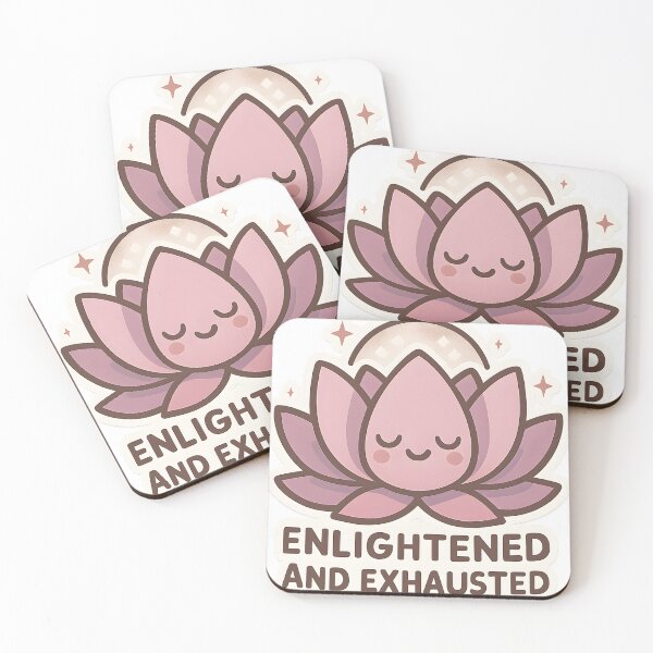 Item preview, Enlightened and Exhausted — Cute Kawaii Lotus, Spiritual Humor Sticker designed and sold by MildlyCosmic.